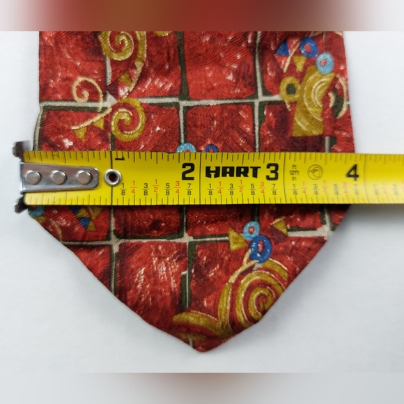 Ermenegildo Zegna 100% Silk Neck Tie Mens Size 55.5"x4" Red Pattern Windowpane - Picture 3 of 6